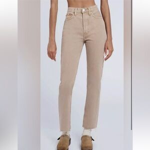 Re/Done 70s Ultra High Rise Stove Pipe Jeans in Beige